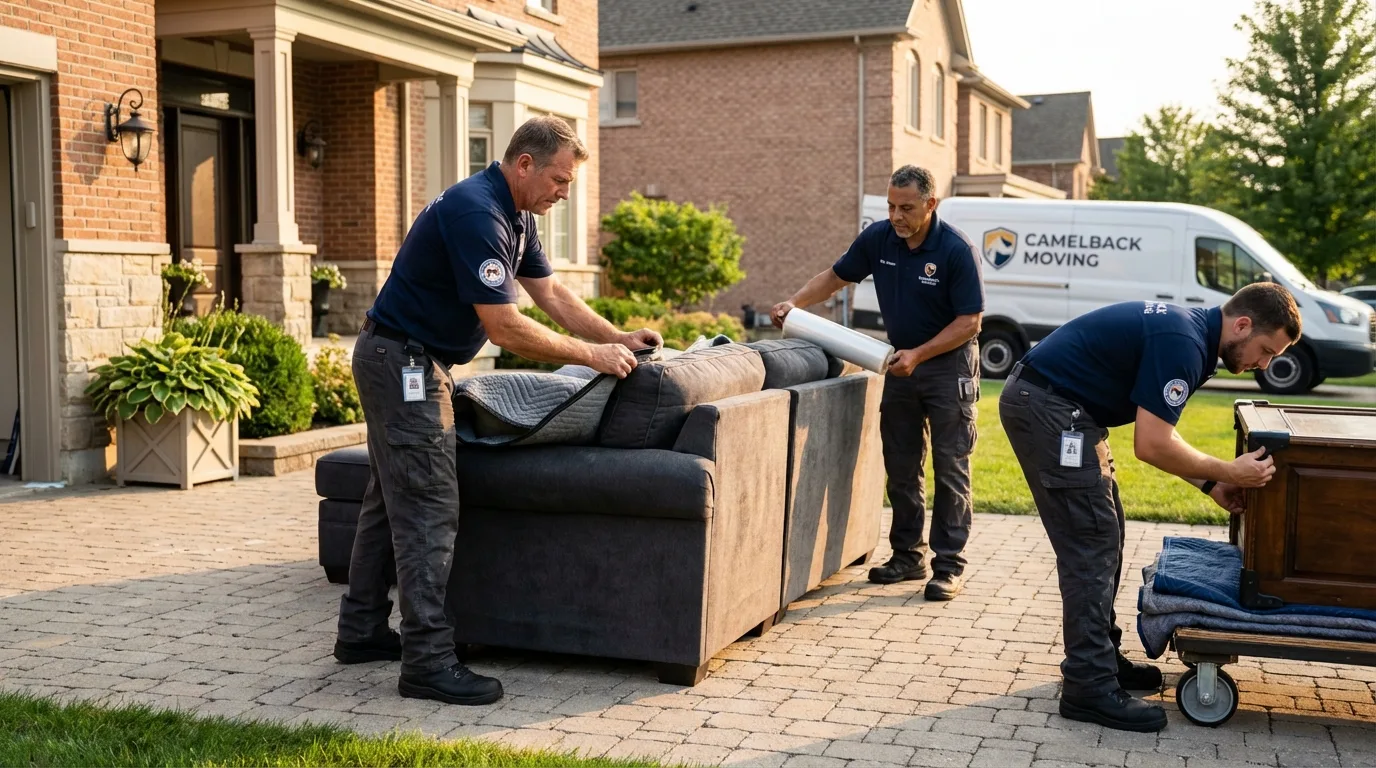 Large estate moving crew wrapping furniture in Lynchburg, OH