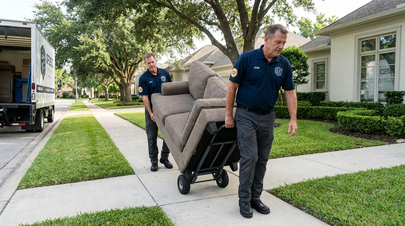 Local residential moving crew loading furniture in Lynchburg, OH